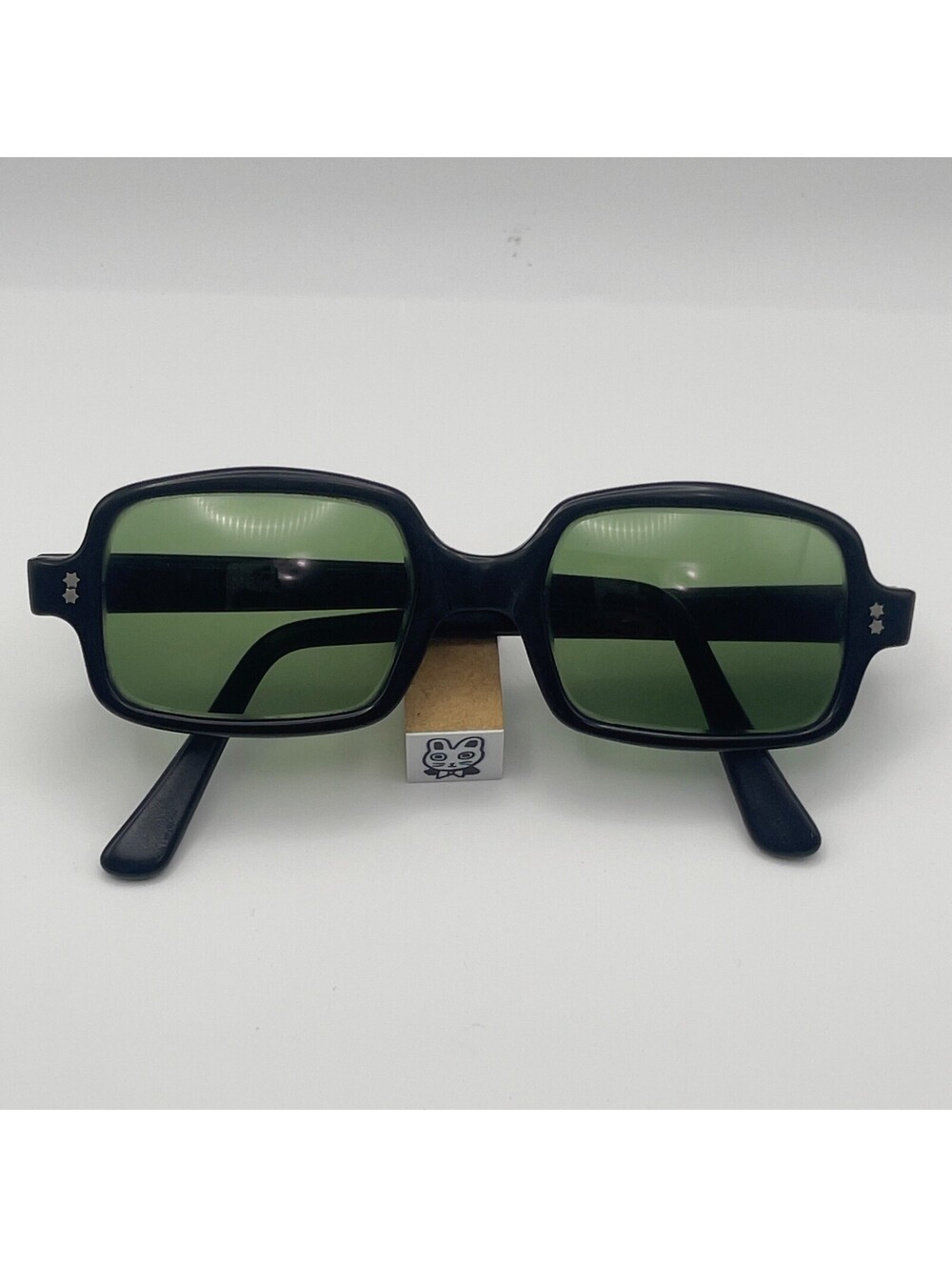 Vintage Frame France Black Rectangle Sunglasses 1960s Mod Frame Only